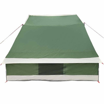 Detail van de groene vidaXL Camping Tent met dak, zijaanzicht met E-poort.