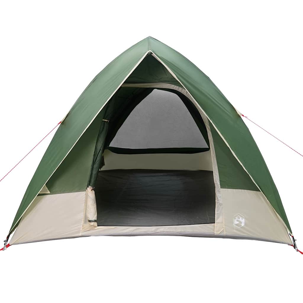 Zijaanzicht van de vidaXL groene campingtent met open ingang en binnenruimte.