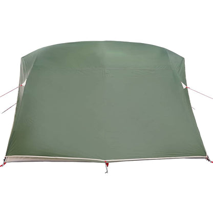 Detail van het groene taft materiaal van de vidaXL camping tent, bovenaanzicht.
