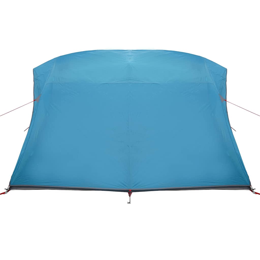 Blauwe vidaXL campingtent met een ruim dak, gezien vanuit bovenaanzicht.