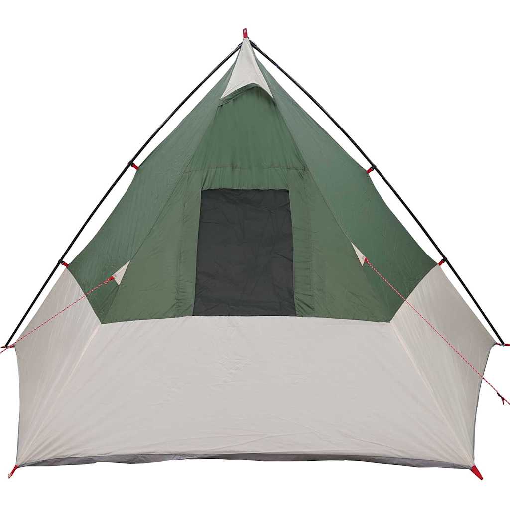 Detail van de vidaXL Tipi Tent in groen, met een ruime opening en ventilatierooster.