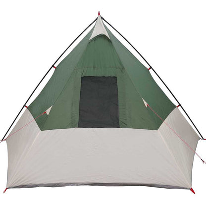 Detail van de vidaXL Tipi Tent in groen, met een ruime opening en ventilatierooster.