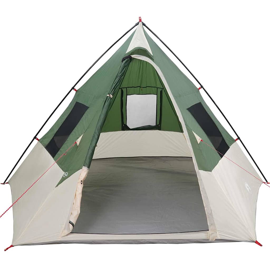 Detail van de groene vidaXL Tipi Tent met open ingang en binnenruimte zichtbaar.