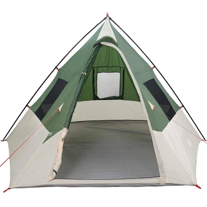 Detail van de groene vidaXL Tipi Tent met open ingang en binnenruimte zichtbaar.
