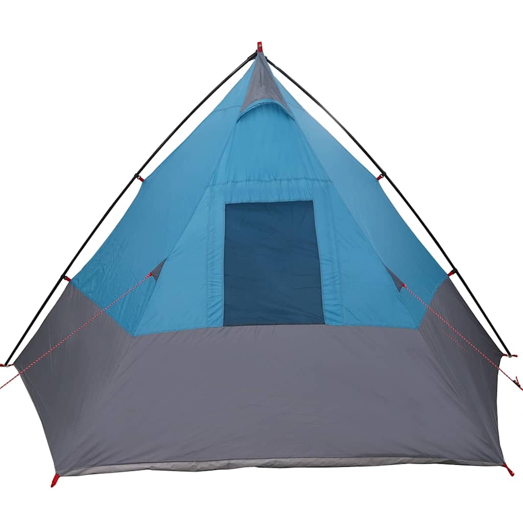 Blauwe vidaXL Tipi Tent met grijze onderrand en een grote ingang aan de voorkant.