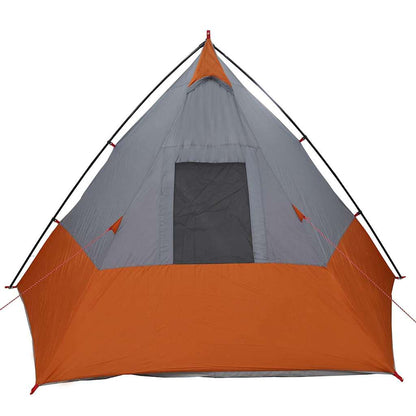Detail van de vidaXL Tipi Tent in grijs met oranje, zijaanzicht met ingang.