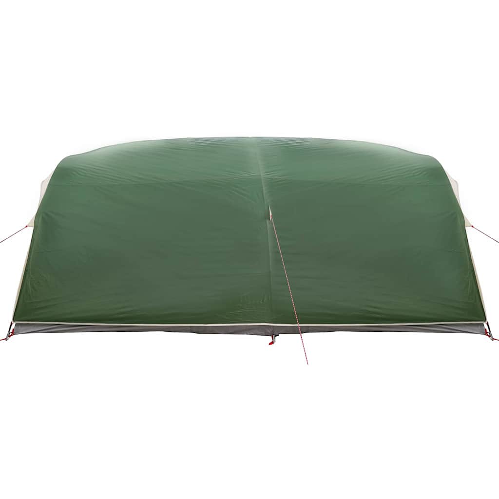 Detail van de groene vidaXL Tunnel tent met dak, gezien van bovenaf.