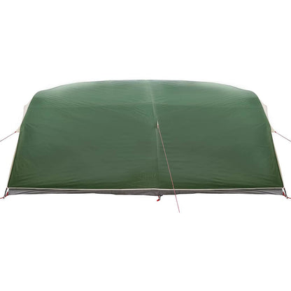 Detail van de groene vidaXL Tunnel tent met dak, gezien van bovenaf.