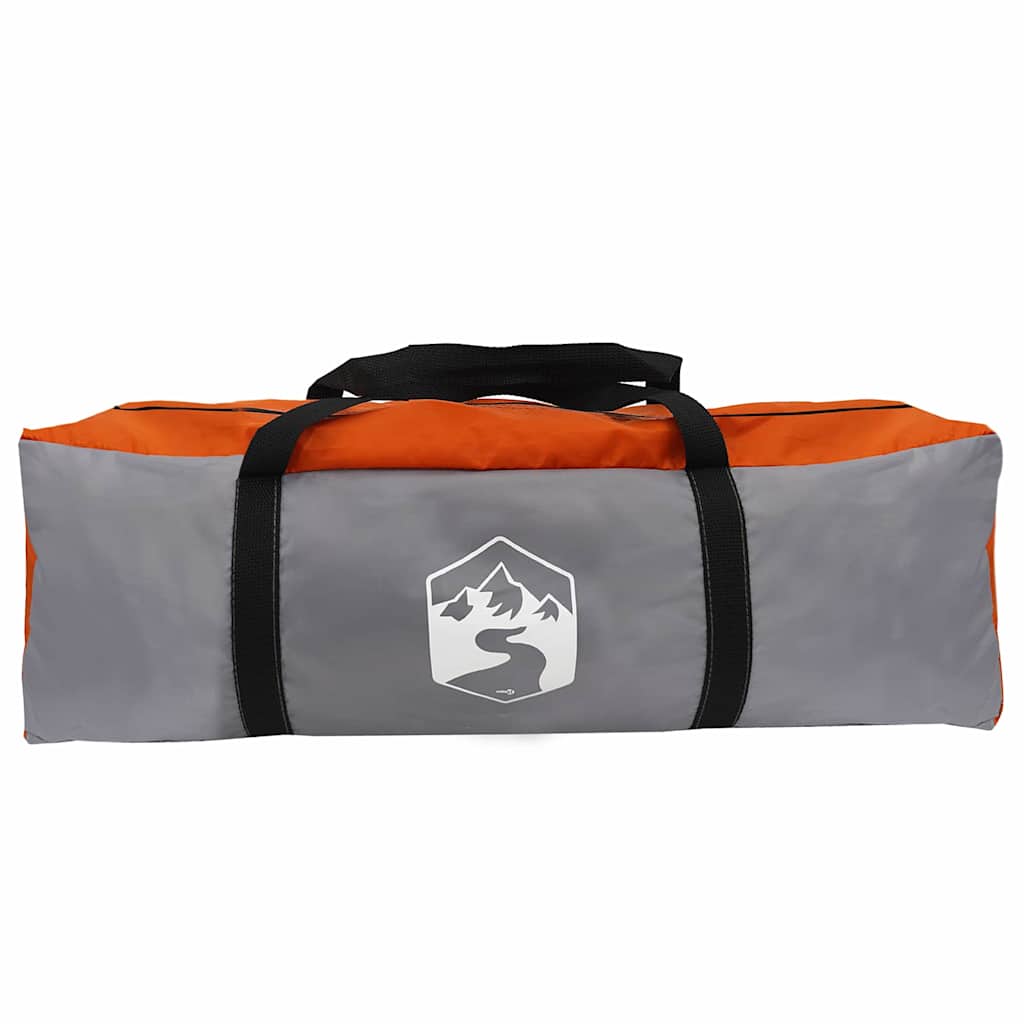 Grijze en oranje opbergtas van de vidaXL Tunnel tent met handvat.
