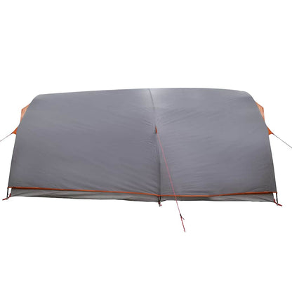 Grijze vidaXL Tunnel tent met oranje details, zijaanzicht van het dak.