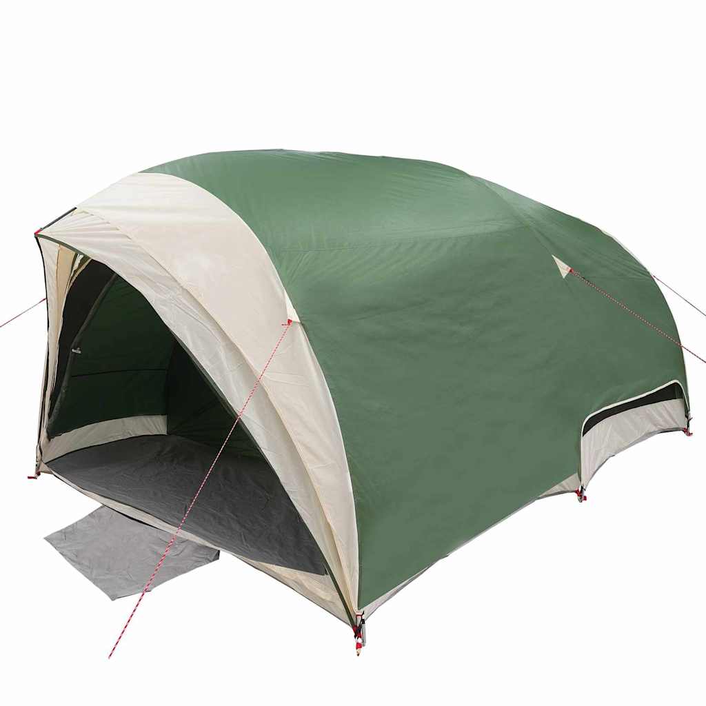 Zijaanzicht van de vidaXL Tunnel tent in groen met een ruim interieur.