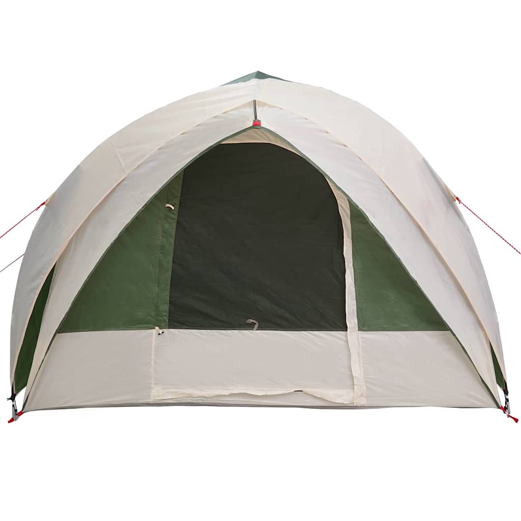 Detail van de groene vidaXL tunnel tent met een open ingang en stevige constructie.