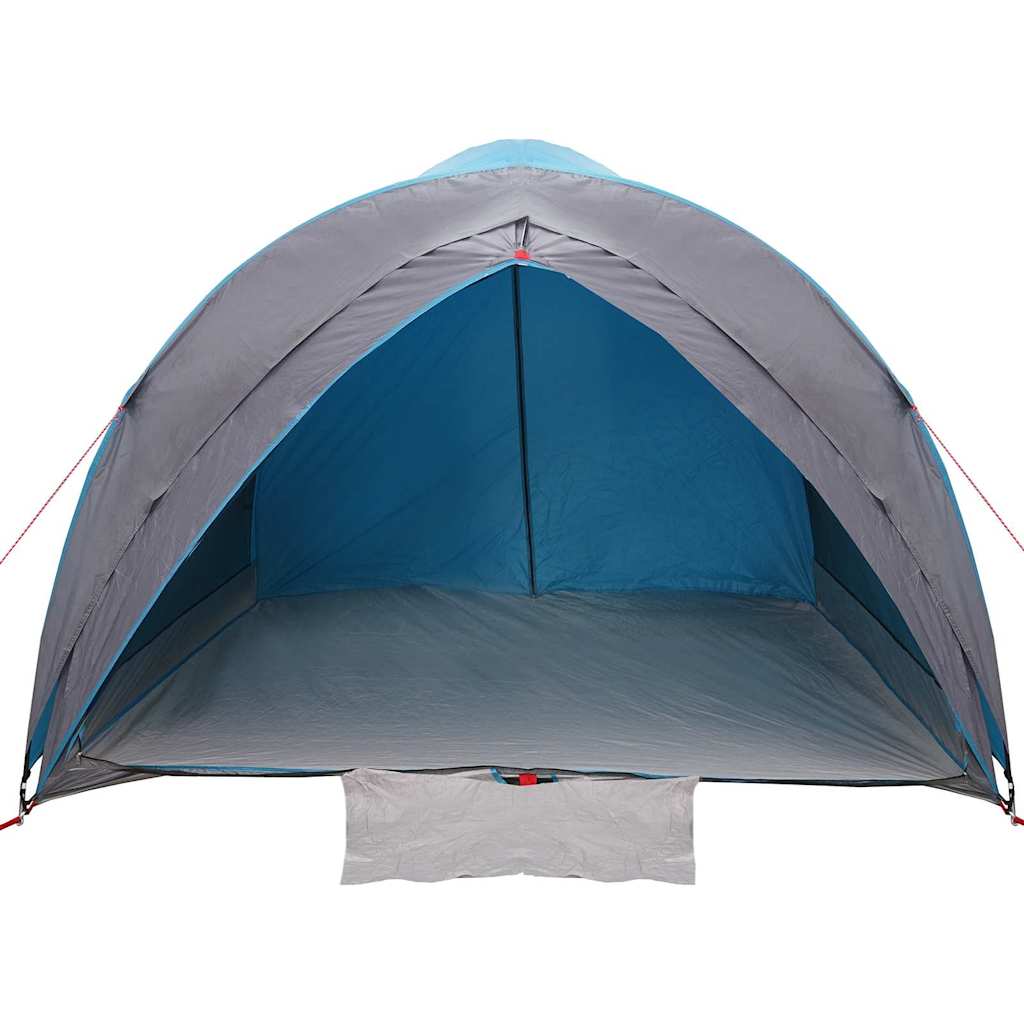 Zijaanzicht van de vidaXL Tunnel tent in blauw met ruime binnenruimte en stevige vloer.