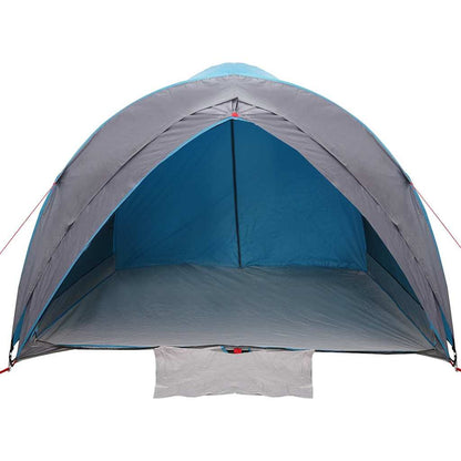 Zijaanzicht van de vidaXL Tunnel tent in blauw met ruime binnenruimte en stevige vloer.