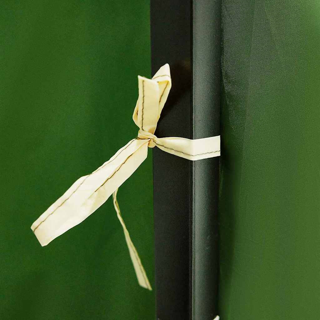 Detail van de bevestiging met een gele strik aan de vidaXL binnentent in groen.