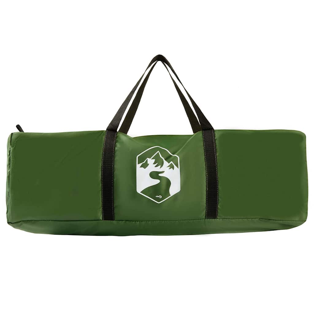 Groene vidaXL binnentent met dak, opbergzak met handvatten en logo.