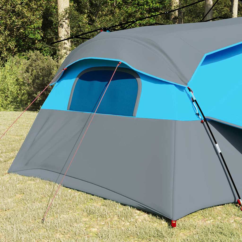 Zijaanzicht van de vidaXL binnentent met blauw en grijs dak en ventilatierooster.