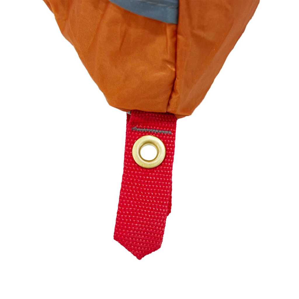 Detail van de bevestigingslus van de vidaXL binnentent in grijs en oranje.