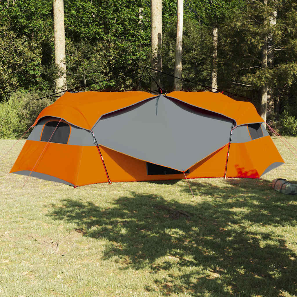 Binnentent vidaXL in grijs en oranje, met een ruime opzet van 520 x 520 cm.