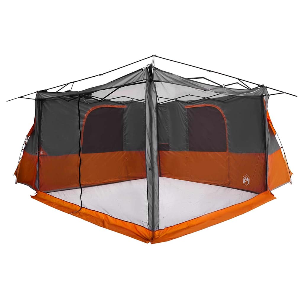 Detail van de vidaXL binnentent met grijs en oranje kleur, zijaanzicht met openingen voor ventilatie.