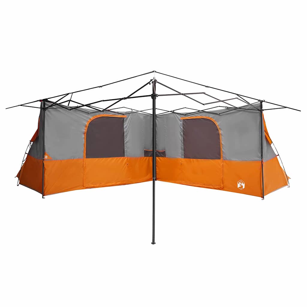 Detail van de vidaXL binnentent met grijs en oranje dak, zijaanzicht met open structuur.