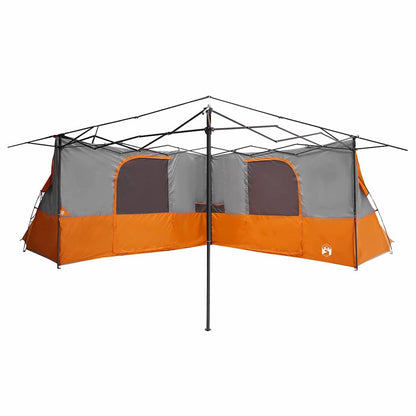 Detail van de vidaXL binnentent met grijs en oranje dak, zijaanzicht met open structuur.