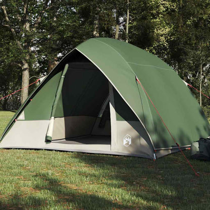 Detail van de groene vidaXL campingtent met een ruime ingang en stevige structuur.