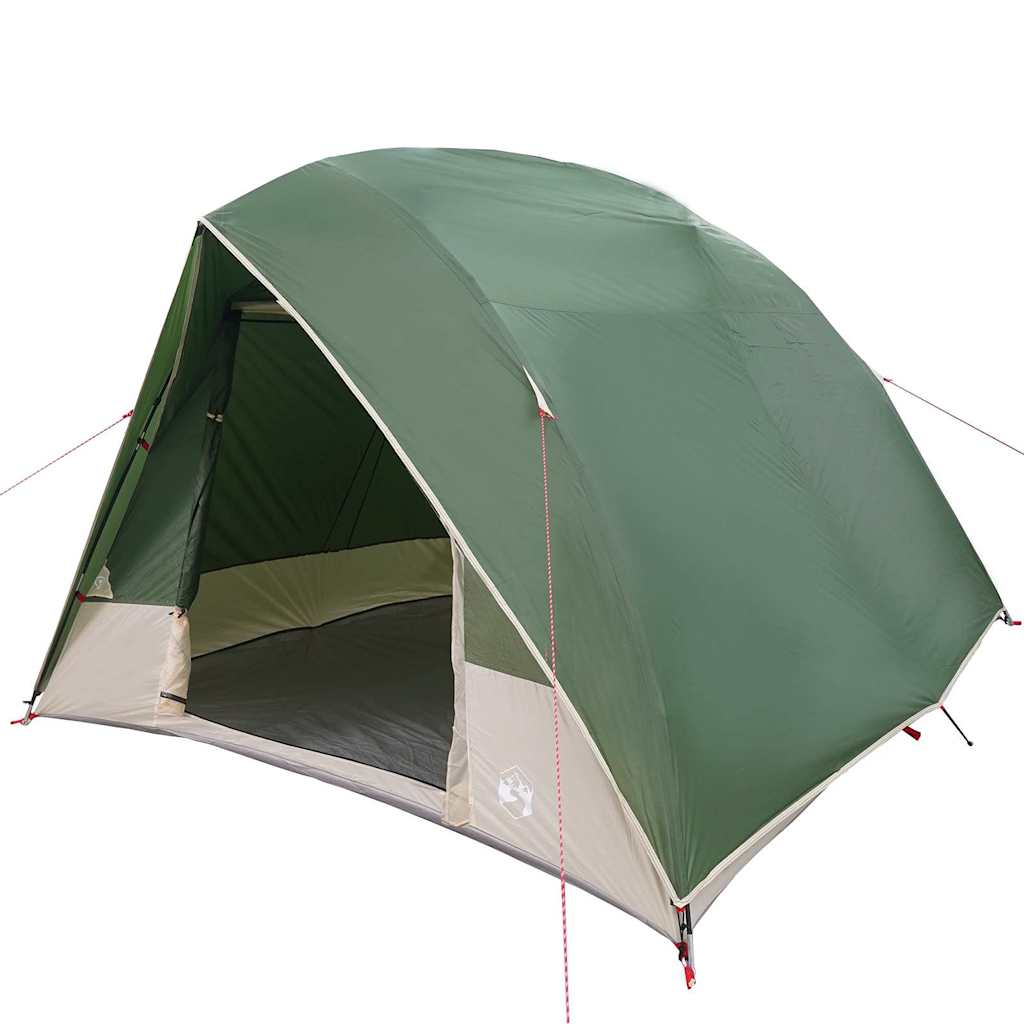 Detail van de vidaXL campingtent in groen, zijaanzicht met open ingang.
