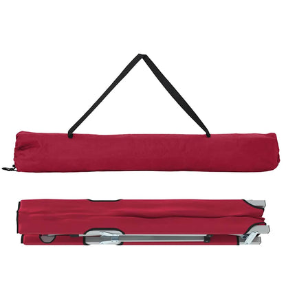Rood opvouwbaar camping bed van vidaXL, compact en handig met draagriem.