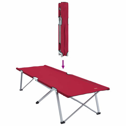 Opvouwbaar vidaXL Camping Bed in rood, detail van het opvouwmechanisme.