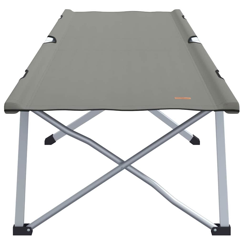 Grijs vidaXL opvouwbaar camping bed met stevig frame, zijaanzicht.