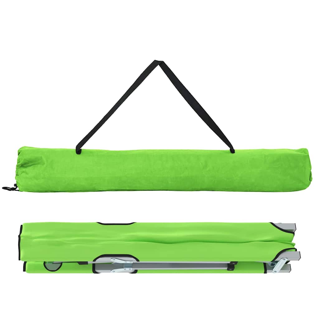 Opgevouwen vidaXL Camping Bed in groen met handvat voor eenvoudig transport.