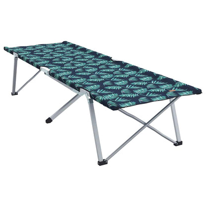 Detail van het vidaXL opvouwbare camping bed met bladerenprint, zijaanzicht.