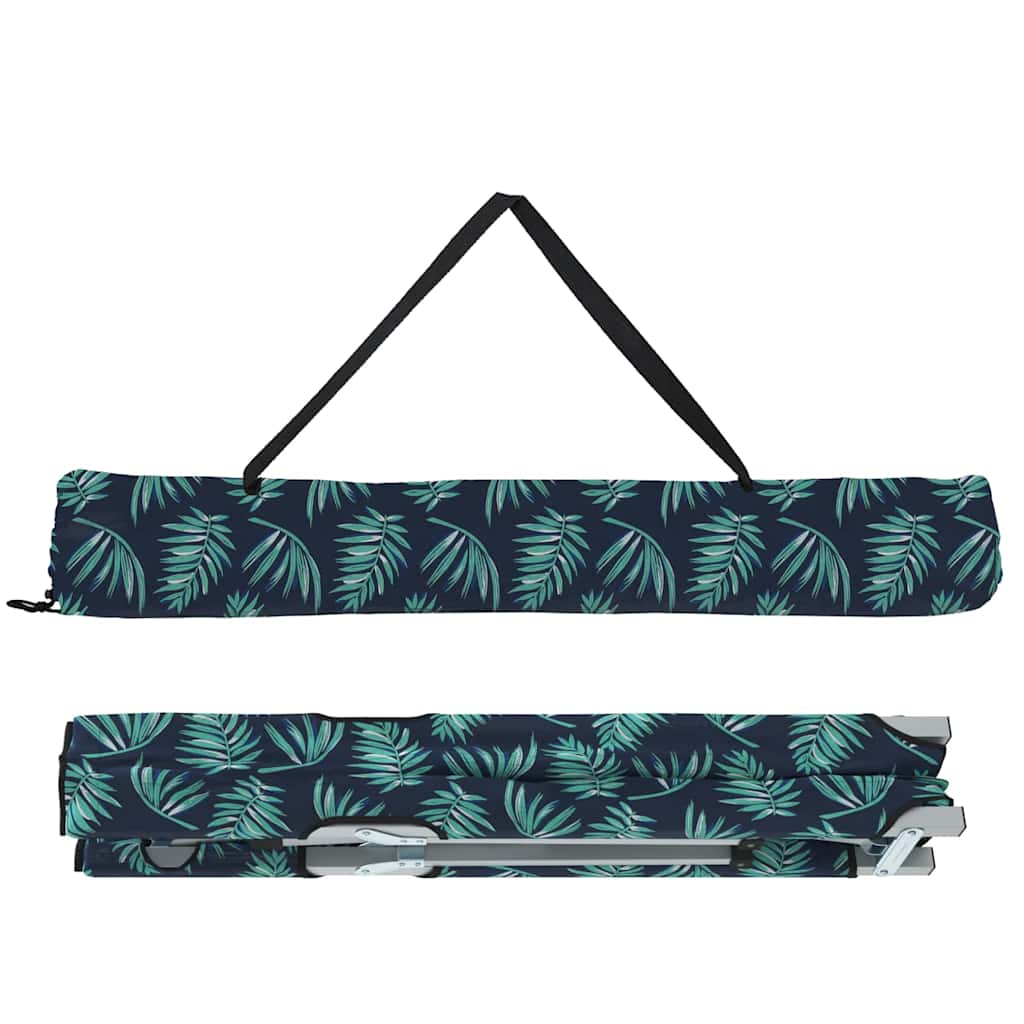 Detail van het opvouwbare camping bed vidaXL met bladmotief en handvat voor eenvoudig transport.