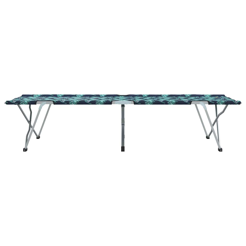 Zijaanzicht van het vidaXL opvouwbare camping bed met bladmotief.