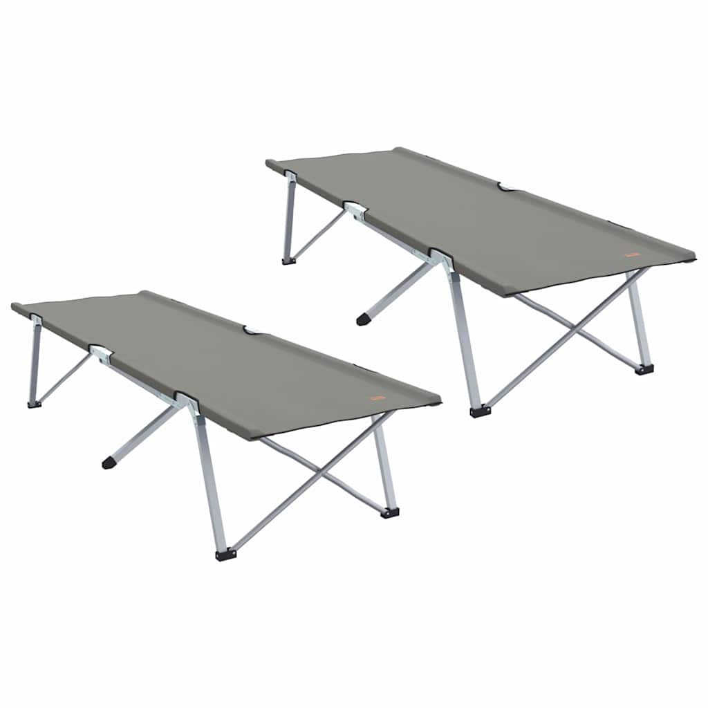 Detail van het grijze vidaXL opvouwbare campingbed met stevig stalen frame en waterafstotende stof.