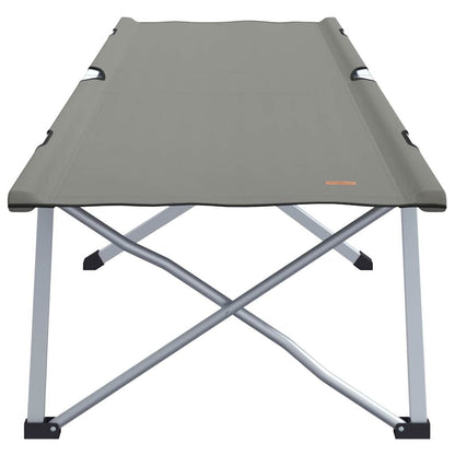 Detail van het grijze vidaXL opvouwbare campingbed met een stevig stalen frame.
