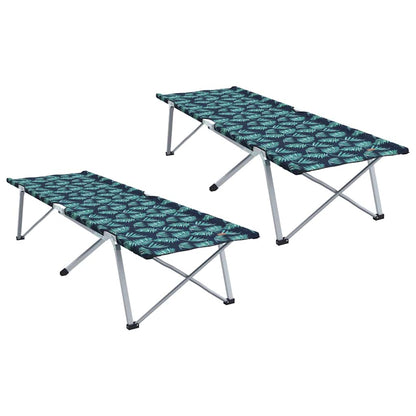 Detail van het vidaXL opvouwbare camping bed met groen bladerenpatroon, zijaanzicht.
