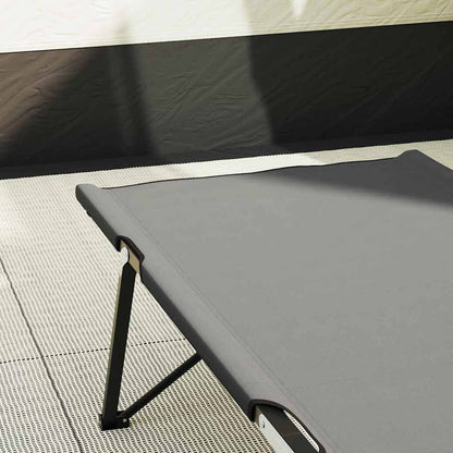 Detail van het grijze vidaXL opvouwbare campingbed met stevig stalen frame.
