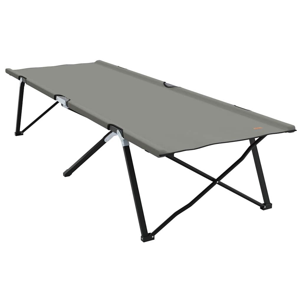 Detail van het vidaXL opvouwbaar campingbed in grijs, zijaanzicht met stalen frame.