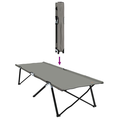 Detail van het vidaXL opvouwbare campingbed in grijs, met opgevouwen ontwerp en stalen frame.