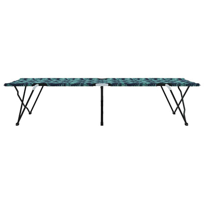 Zijaanzicht van het vidaXL opvouwbare camping bed met een kleurrijke, palmbladprint.