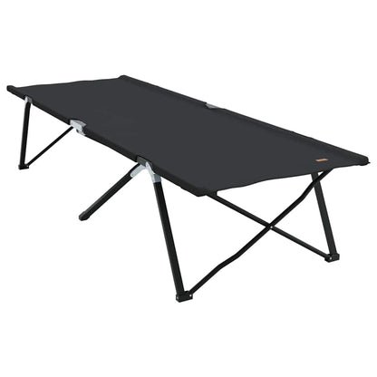 Detail van het vidaXL opvouwbare campingbed in zwart, zijaanzicht met stevig frame.