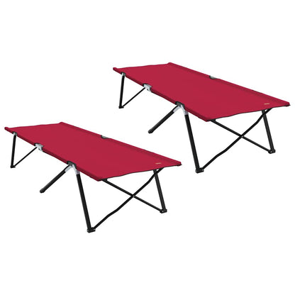 Detail van het vidaXL opvouwbare camping bed in rood, zijaanzicht met ingeklapt frame.