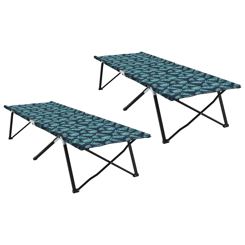 Detail van het vidaXL opvouwbare camping bed met een groen bladmotief, zijaanzicht.