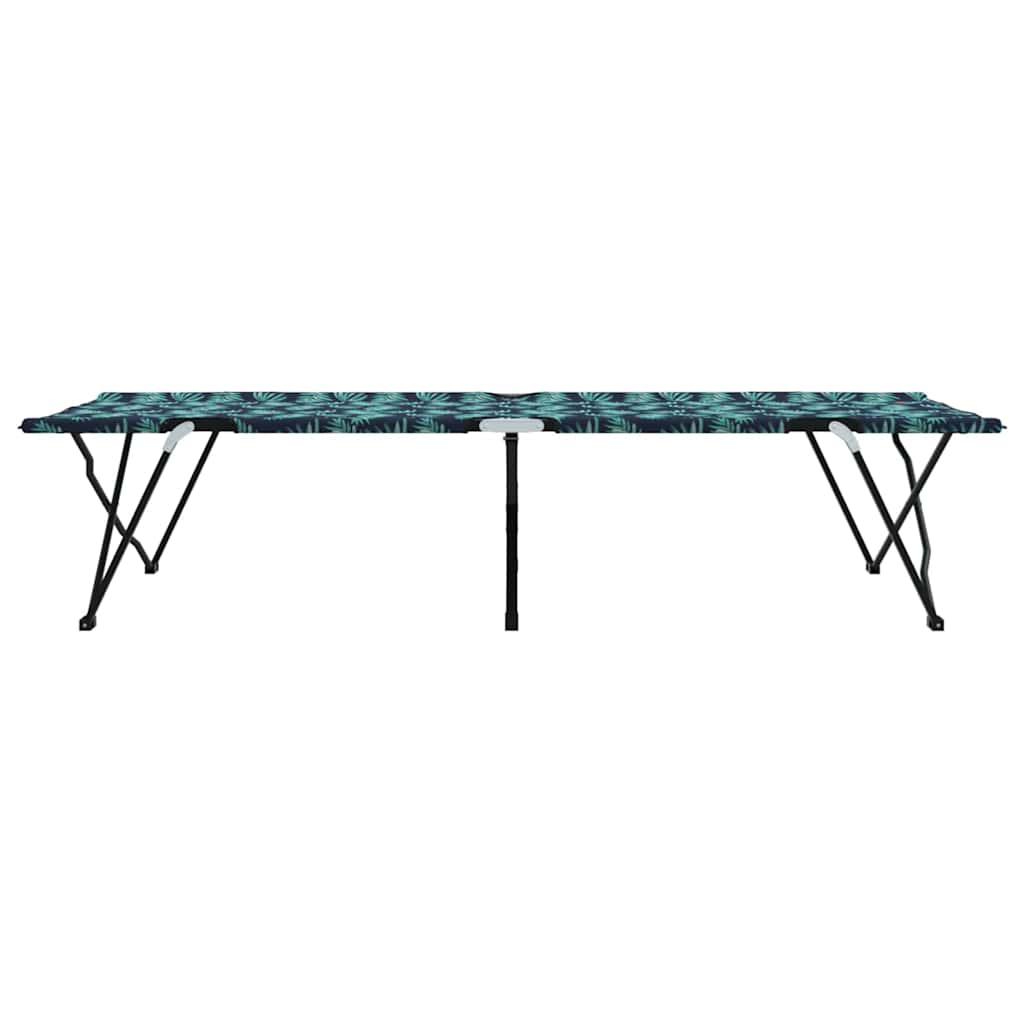 Zijaanzicht van het vidaXL opvouwbaar camping bed met een bloemenpatroon.