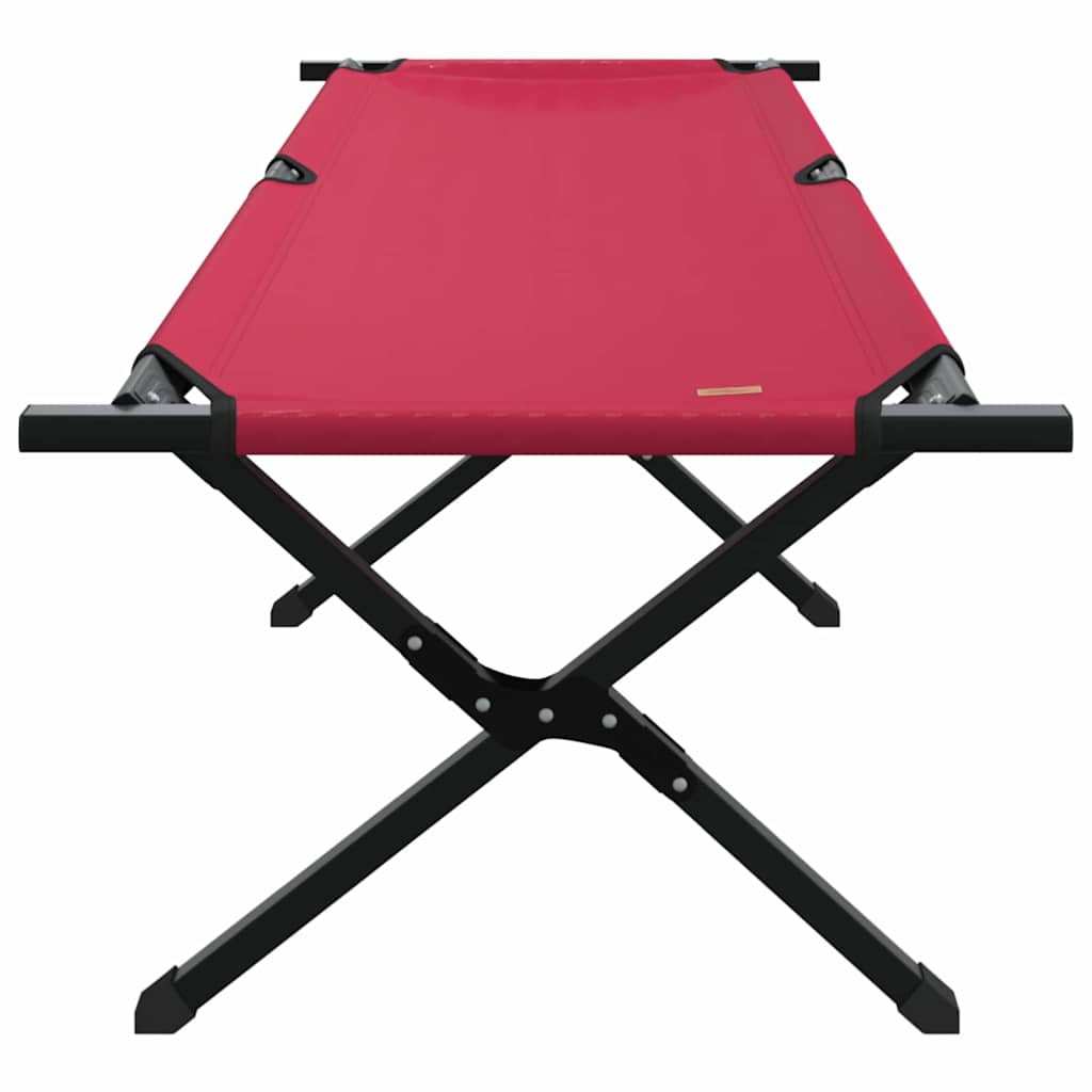 Rood vidaXL opvouwbaar camping bed met zwart frame, zijaanzicht van de stof en constructie.