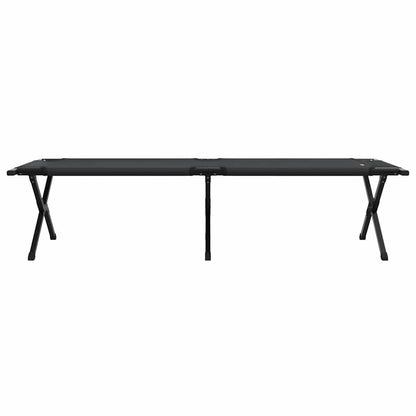 Zijaanzicht van het vidaXL opvouwbare campingbed in zwart, met stevig stalen frame.
