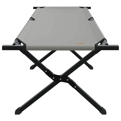 Detail van het vidaXL opvouwbaar camping bed in grijs met stevig stalen frame.