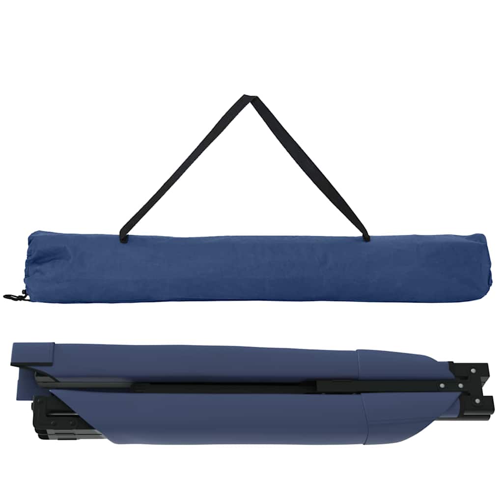 Opvouwbaar vidaXL camping bed in blauw, compact met handvat voor eenvoudig transport.